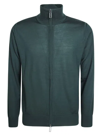 Paolo Pecora Zip-up High-collar Cardigan In Black