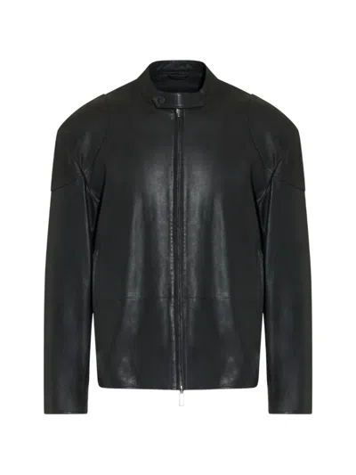 Paolo Pecora Zip-up Leather Jacket In Blue
