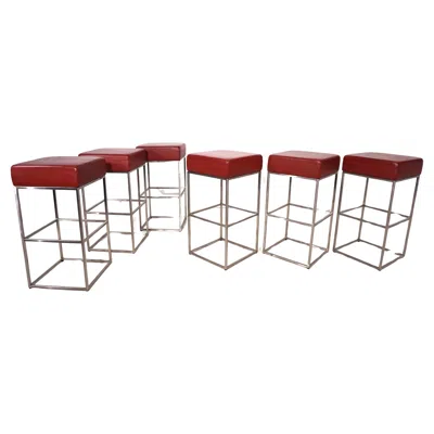 Pre-owned Paolo Piva Set Of Six De Sede Ds 218 Bar Stools By  In Nappa Leather In Brown