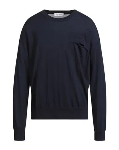 Paolo Ragazzini Man Sweater Midnight Blue Size L Merino Wool
