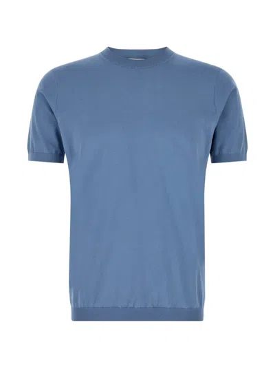 Paolo Ragazzini Short-sleeve Knitted T-shirt In Blue