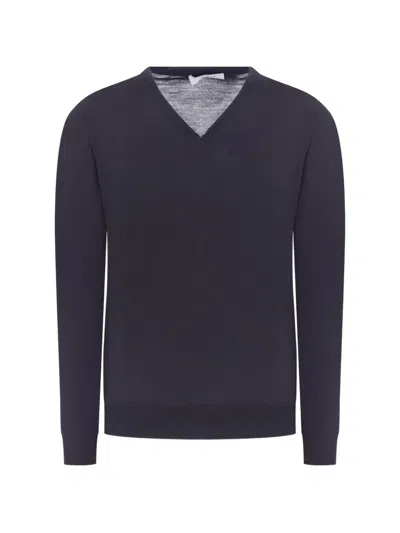 Paolo Ragazzini V-neck Wool Sweater In Blue
