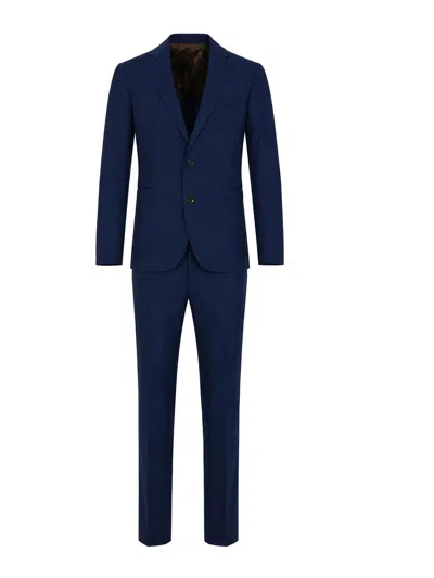 Paolo Tonali Single-breasted Virgin Wool Drop 4 Short Suit In Blue
