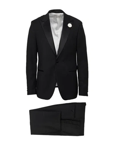 Paoloni Black Label Man Suit Black Size 40 Wool, Viscose, Polyester, Elastane