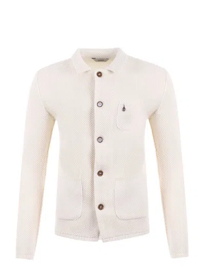 Paoloni Honeycomb Knit Cardigan In Beige