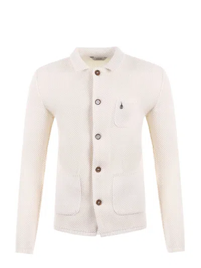 Paoloni Honeycomb Knit Cardigan In Beige