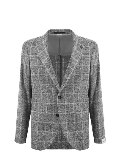 Paoloni Jacket In Wool Blend In Marrone/beige