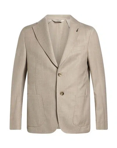 Paoloni Man Blazer Beige Size 36 Virgin Wool, Elastane In Brown