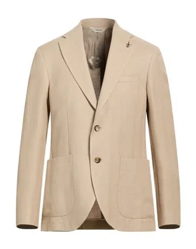 Paoloni Man Blazer Beige Size 40 Cotton, Viscose In Brown