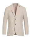 Paoloni Man Blazer Beige Size 44 Virgin Wool, Cotton In Neutral