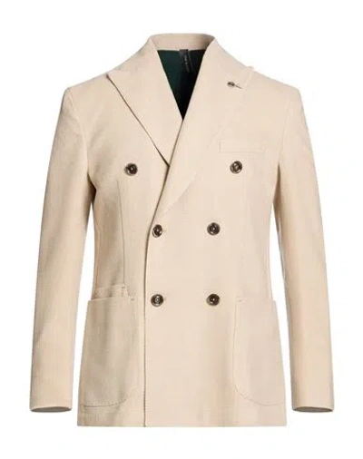 Paoloni Man Blazer Beige Size 44 Virgin Wool, Cotton In Neutral