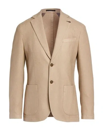Paoloni Man Blazer Beige Size 44 Virgin Wool, Polyester In Sand