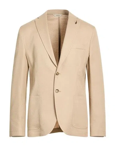 Paoloni Man Blazer Beige Size 42 Cotton, Elastane In Neutral