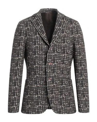 Paoloni Man Blazer Black Size 42 Cotton, Elastane