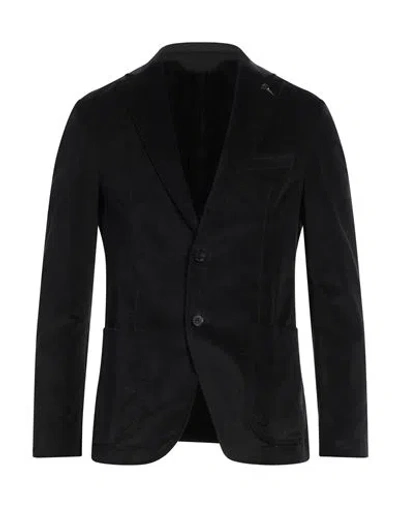 Paoloni Man Blazer Black Size 42 Cotton, Elastane