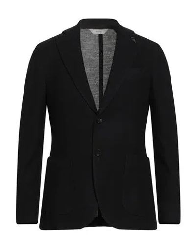 Paoloni Man Blazer Black Size 46 Polyester, Wool In Blue