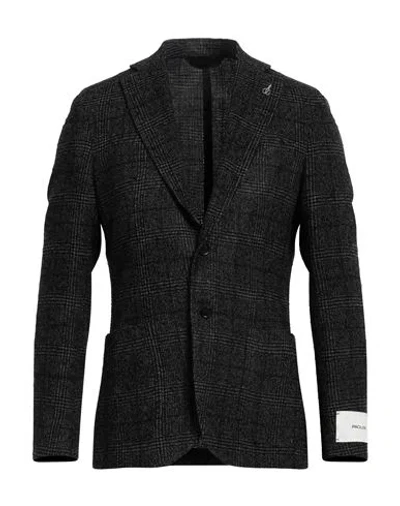 Paoloni Man Blazer Black Size 46 Virgin Wool, Polyamide, Elastane