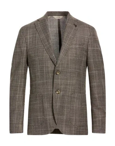 Paoloni Man Blazer Black Size 46 Virgin Wool, Silk, Linen In Multi