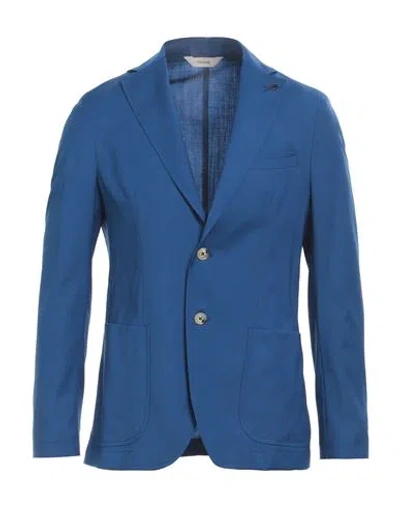 Paoloni Man Blazer Blue Size 44 Wool, Elastane