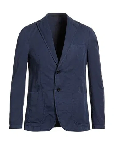Paoloni Man Blazer Blue Size 48 Cotton, Linen