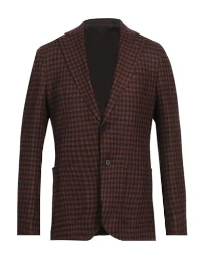 Paoloni Man Blazer Brown Size 40 Virgin Wool, Silk, Linen, Elastane