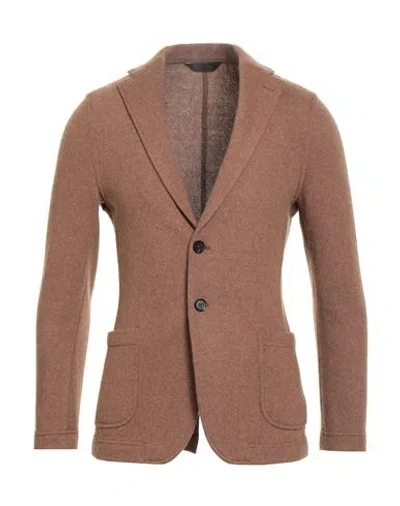 Paoloni Man Blazer Camel Size 36 Wool, Polyamide In Sand
