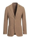 Paoloni Man Blazer Camel Size 44 Cotton, Viscose In Beige