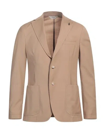 Paoloni Man Blazer Camel Size 44 Wool, Elastane In Beige