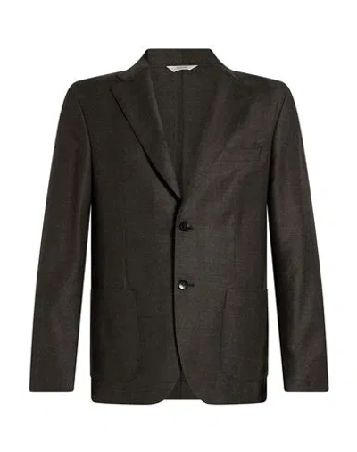 Paoloni Man Blazer Charcoal Size 40 Virgin Wool, Elastane In Grey