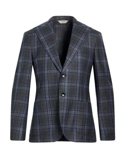Paoloni Man Blazer Charcoal Size 40 Virgin Wool In Gray