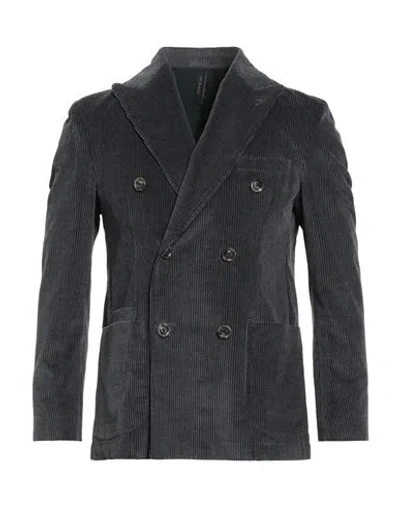 Paoloni Man Blazer Charcoal Size 46 Cotton In Black