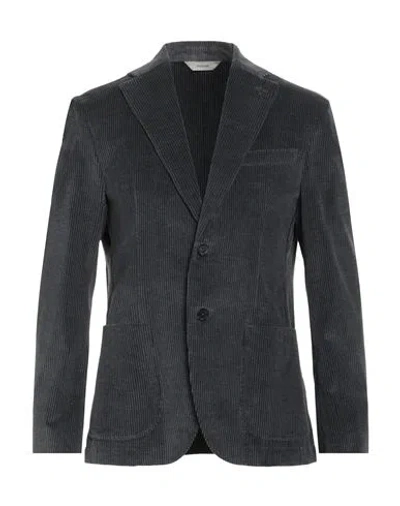 Paoloni Man Blazer Charcoal Size 46 Cotton In Black
