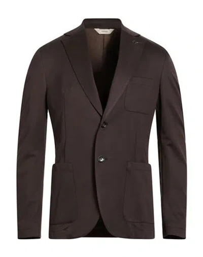 Paoloni Man Blazer Chocolate Brown Size 40 Cotton, Elastane