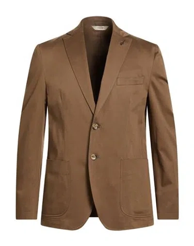 Paoloni Man Blazer Chocolate Brown Size 44 Cotton, Elastane