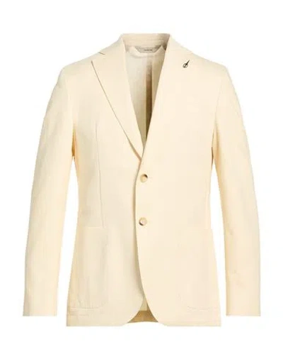 Paoloni Man Blazer Cream Size 44 Cotton In Nude