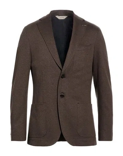 Paoloni Man Blazer Dark Brown Size 36 Cotton, Elastane
