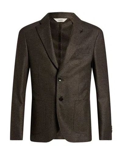 Paoloni Man Blazer Dark Brown Size 36 Wool, Polyamide, Cotton