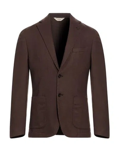 Paoloni Man Blazer Dark Brown Size 38 Virgin Wool, Polyamide, Elastane