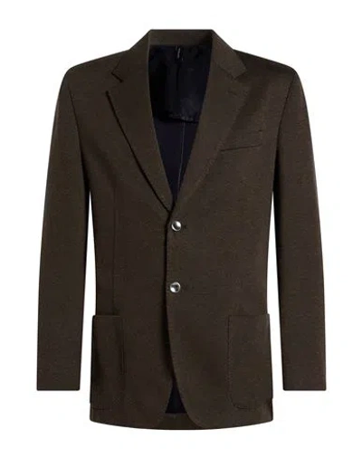 Paoloni Man Blazer Dark Brown Size 40 Cotton, Elastane