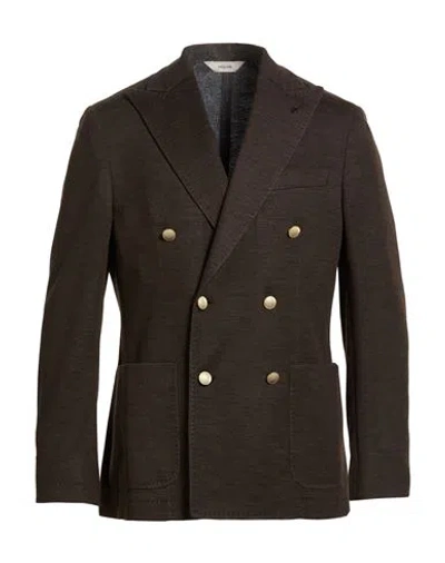 Paoloni Man Blazer Dark Brown Size 40 Cotton, Virgin Wool, Acrylic, Polyamide