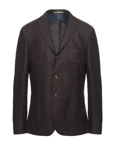 Paoloni Man Blazer Dark Brown Size 44 Wool, Polyester