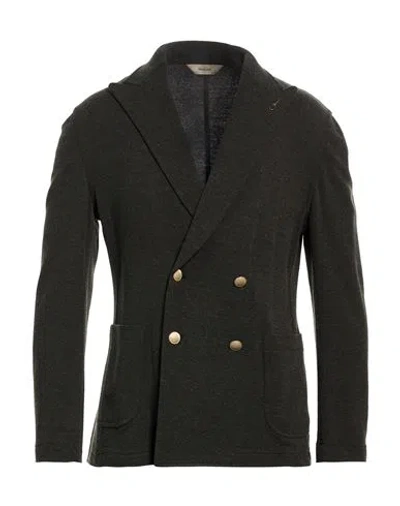 Paoloni Man Blazer Dark Green Size 40 Wool, Polyamide, Cashmere In Black