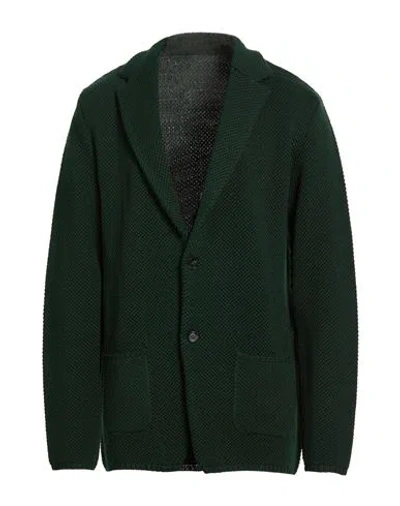 Paoloni Man Blazer Dark Green Size 46 Acrylic, Virgin Wool In Animal Print