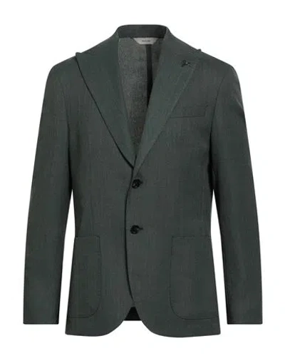Paoloni Man Blazer Green Size 44 Wool In Gray