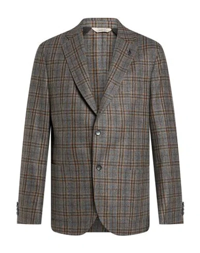 Paoloni Man Blazer Grey Size 36 Virgin Wool, Cashmere In Gray
