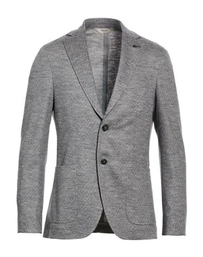 Paoloni Man Blazer Grey Size 36 Virgin Wool, Cotton In Gray