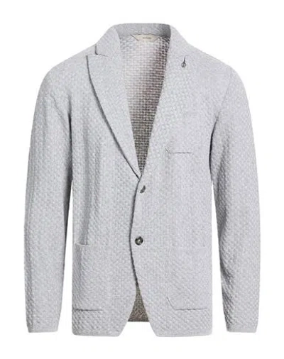 Paoloni Man Blazer Grey Size 40 Cotton, Acrylic In Blue