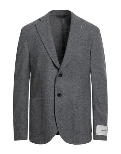 Paoloni Man Blazer Grey Size 44 Virgin Wool, Polyamide In Gray