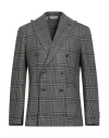 Paoloni Man Blazer Grey Size 44 Virgin Wool, Silk, Linen, Elastane In Gray