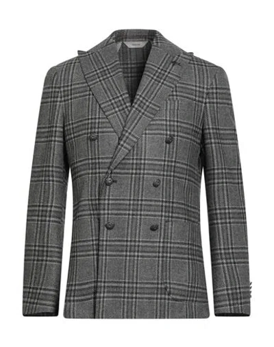 Paoloni Man Blazer Grey Size 44 Virgin Wool, Silk, Linen, Elastane In Gray